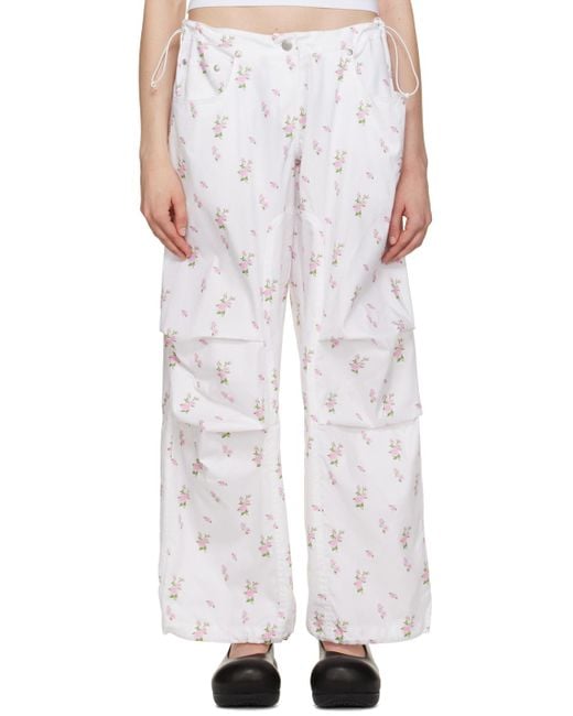 TheOpen Product White Flower Lounge Pants
