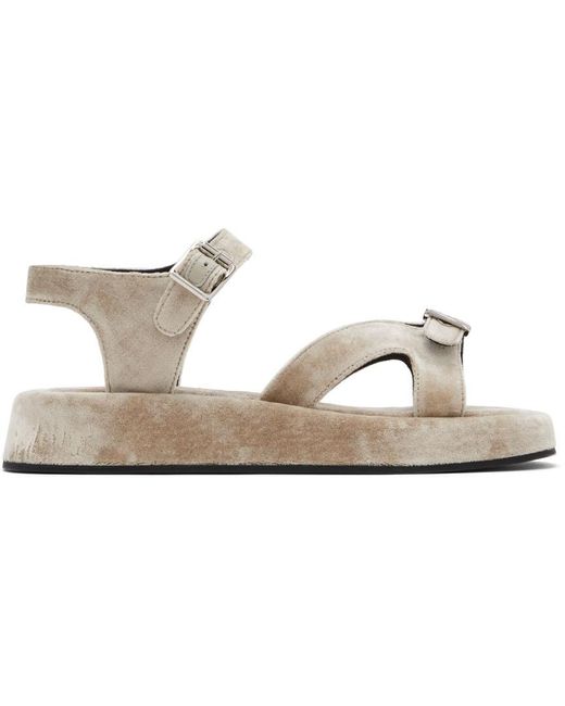 The Row Velvet Geri Flat Sandals - Lyst