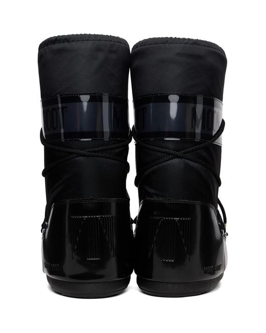 Moon Boot Black Icon Glance Satin Boots for men
