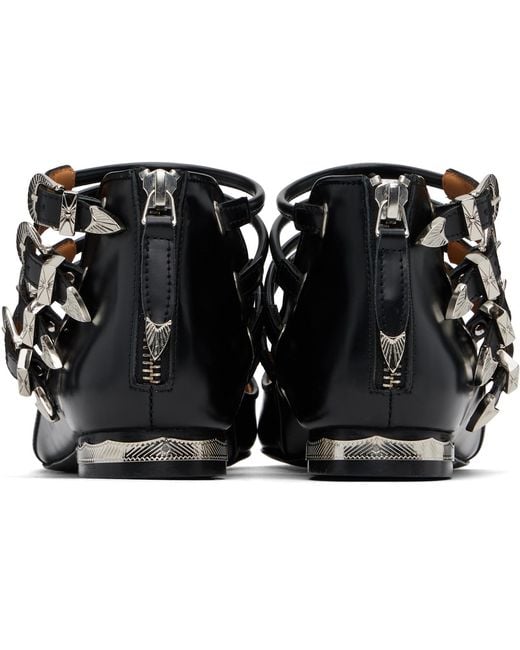 Toga Black Polido Multi Strap Ballerina Flats
