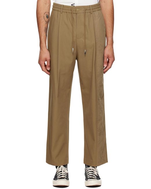 Feng Chen Wang Natural Embroidered Panel Trousers for men