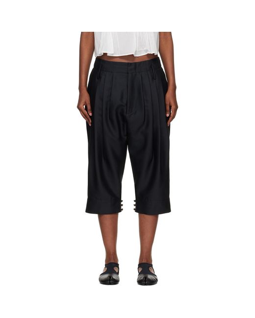 KENZO Black Paris Tailored Cropped Pleated Trousers