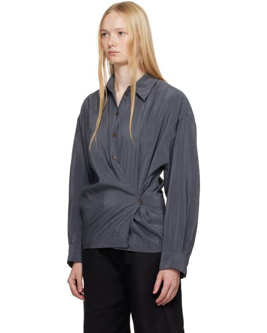 Lemaire グレー Straight Collar Twisted シャツ Black