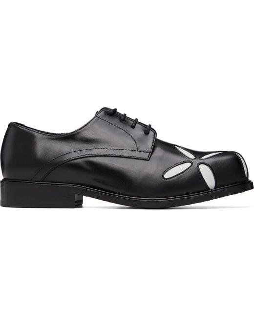 STEFAN COOKE Black Slashed Square Toe Derbys for men