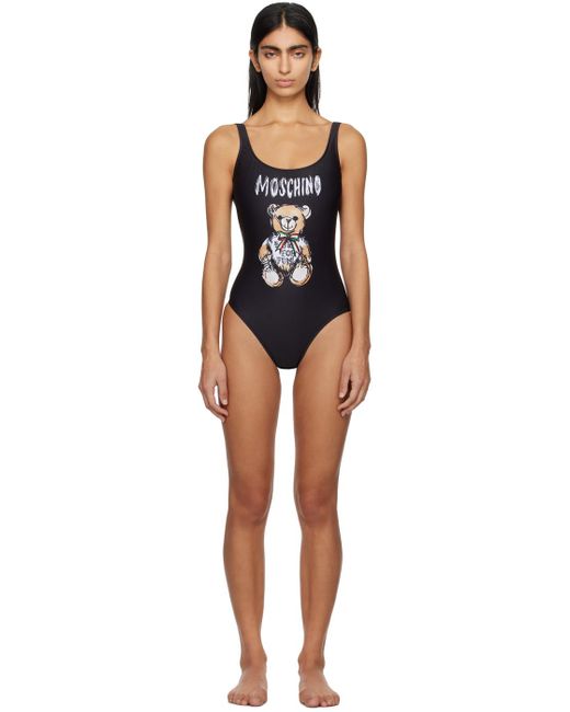 Moschino Black Printed One-piece Swimsuit