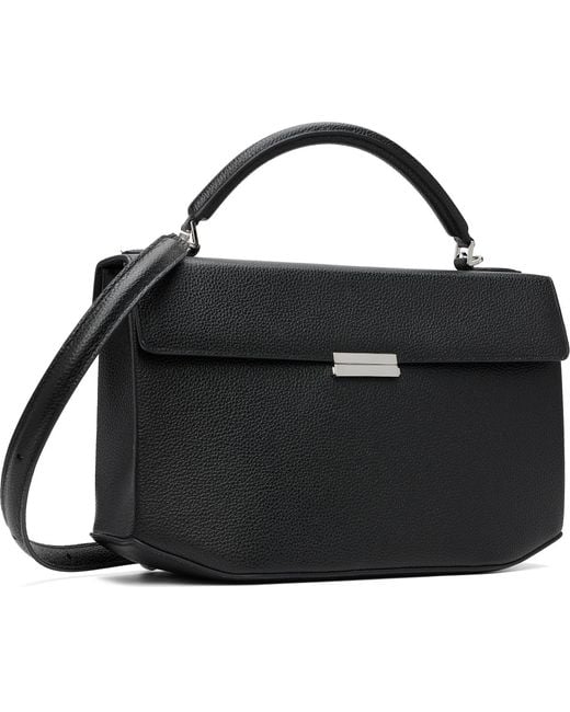 Totême Black Clip Grained-Leather Top Handle Bag