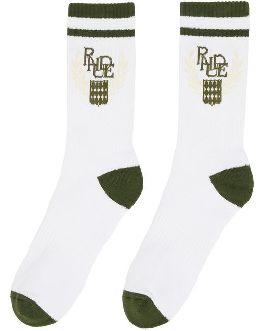 Rhude White Crest Socks for men