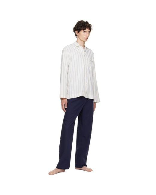 Tekla White Off- & Poplin Long-Sleeved Pyjama Shirt for men