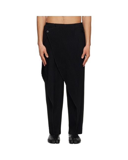 Homme Plissé Issey Miyake Black Pleats Bottoms Trousers for men