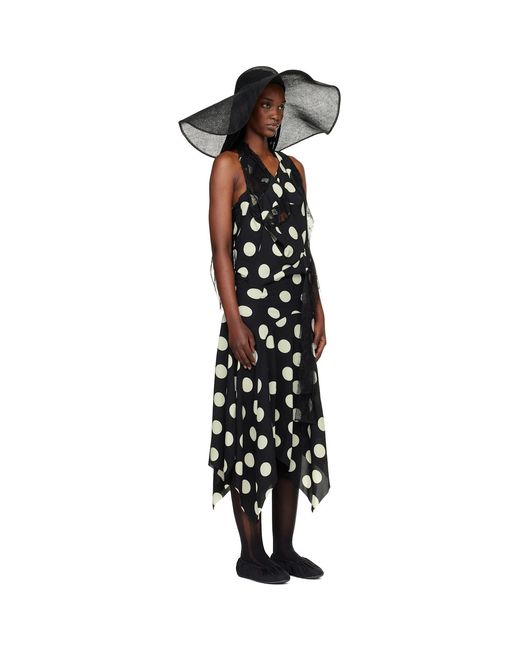 Junya Watanabe Black Printed Lace Halter Midi Dress