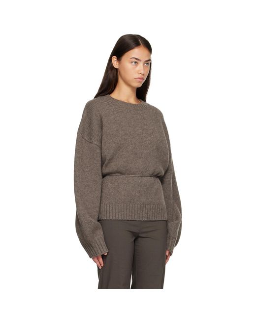 St. Agni Brown Taupe Wool Crew Neck Sweater