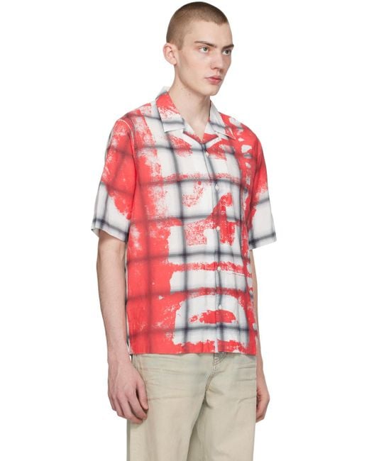 DIESEL Gray & Red S-nabil Shirt for men
