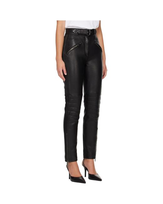 Balmain Black Biker Leather Trousers