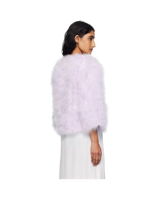 Yves Salomon Purple Short Feather Jacket
