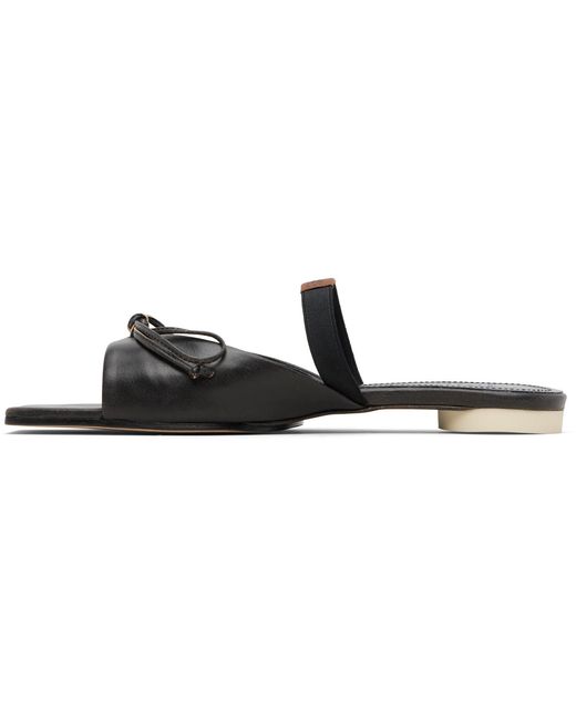 MM6 by Maison Margiela Black Bow-Detailed Leather Slingback Sandals