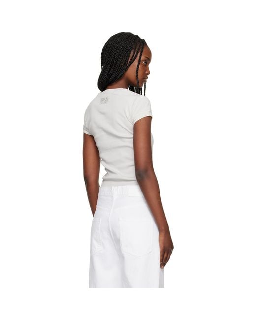 Maison Kitsuné White Contrasted Rib Fitted T-Shirt