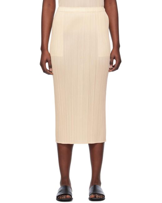 Pleats Please Issey Miyake Natural Beige New Colorful Basics 3 Midi Skirt