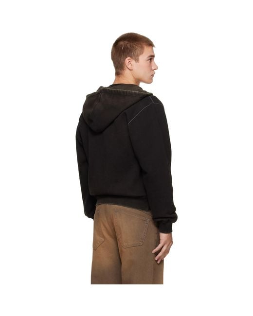 MMIC Black Faded Zip Hoodie for men