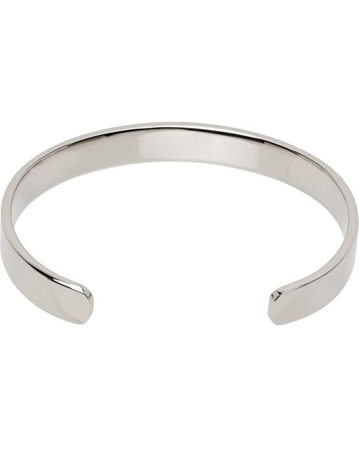MM6 by Maison Martin Margiela Black Silver Minimal Cut Bracelet for men