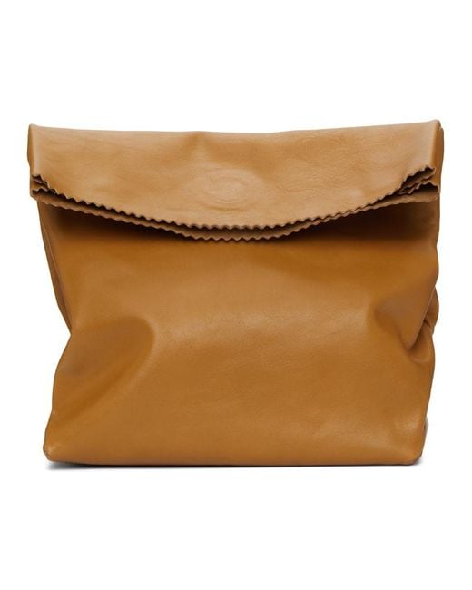 Vetements Natural Beige Leather Paper Bag Clutch for men