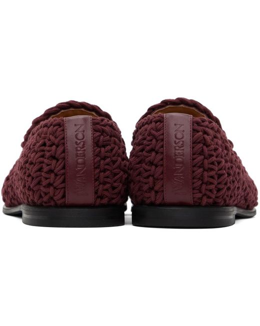 J.W. Anderson Red Burgundy Crotchet Loafers