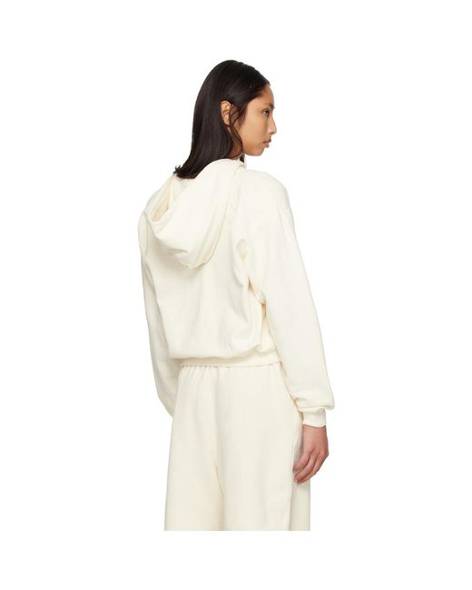 Pull À Capuche Blanc Cassé En Jersey Bouclette À Glissière Skims en coloris White