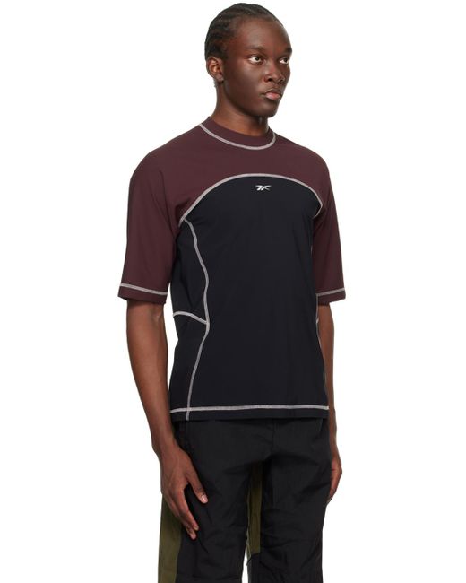Reebok Burgundy & Black Ribbed Training T-shirt for men