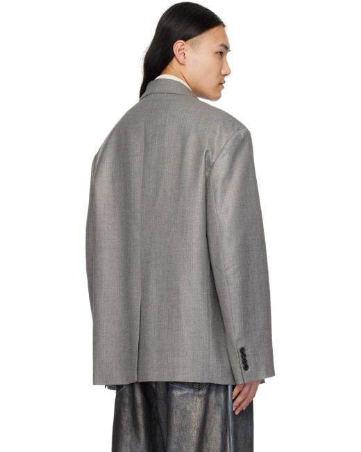 メンズ Acne グレー リラックス テーラードジャケット Gray