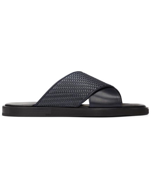 Ermenegildo Zegna Leather Pelletessuta Baleari Sandals in Black for Men - Lyst