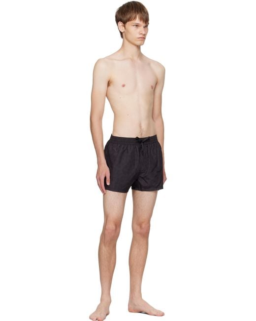 Balmain Black Leopard Swim Shorts for men