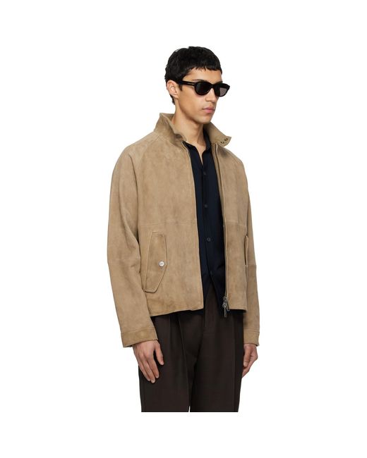 HUGO Black Tan Goatskin Suede Jacket for men