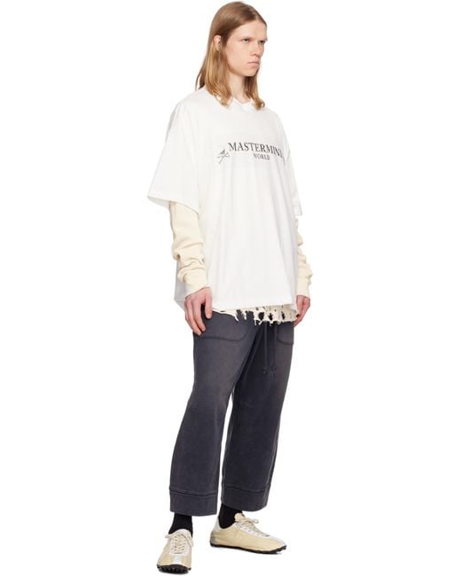 メンズ MASTERMIND WORLD ホワイト Grid オーバーサイズ Tシャツ White
