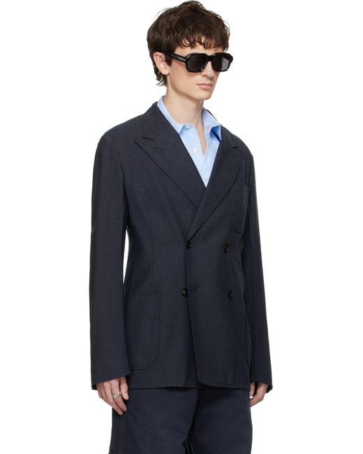 Maison Margiela Blue Wool Blazer for men