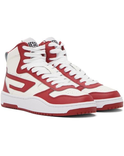 DIESEL White & Red S-ukiyo V2 Mid Sneakers for men