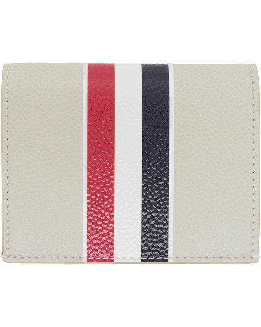 Thom Browne Black Off- Pebble Grain Rwb Stripe Double Card Holder for men