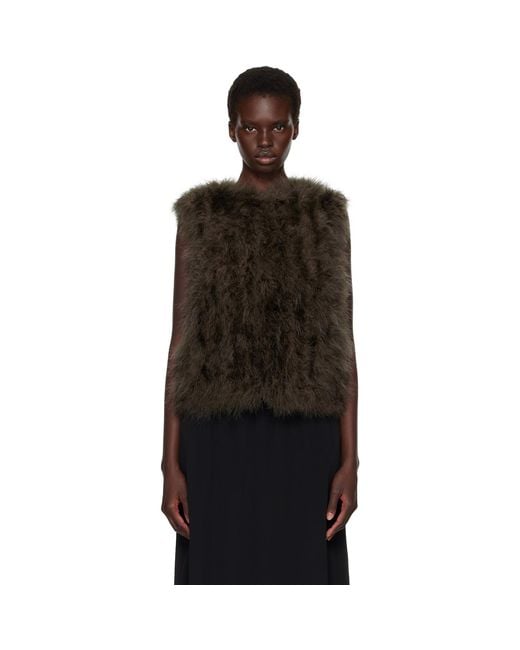 Yves Salomon Black Cropped Feather Gilet Vest