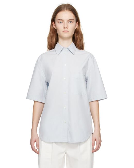 Chemise bleue à poche plaquée Totême  en coloris White
