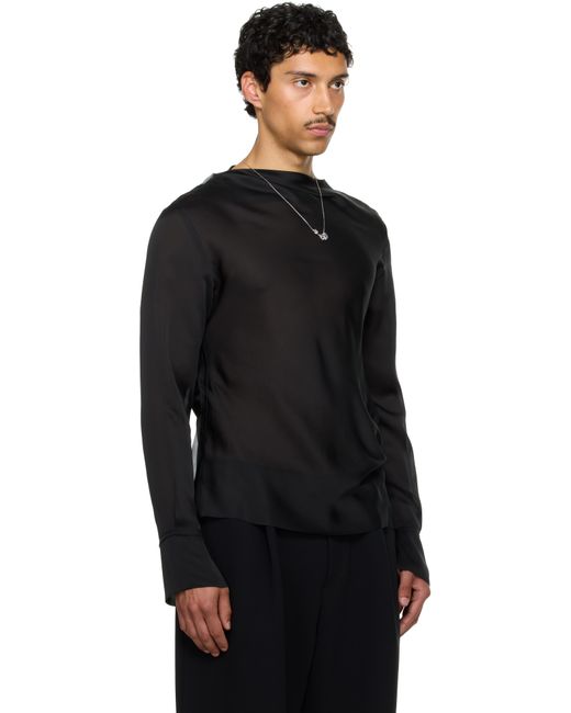 AARON ESH Men's Black Ssense Exclusive Draped Neck Long Sleeve Shirt