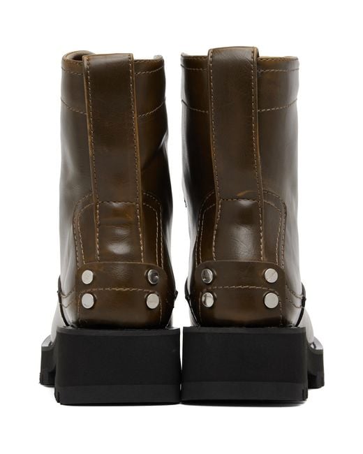 Ganni Green Khaki Low Oleatex Boots