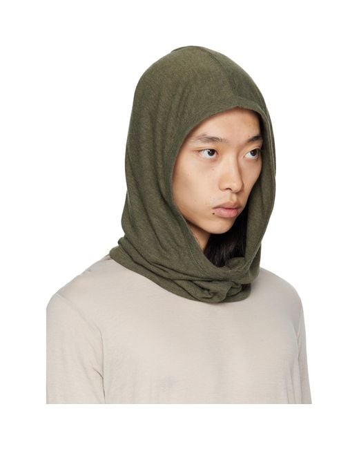Rick Owens Green Concordians Knit Hood for men