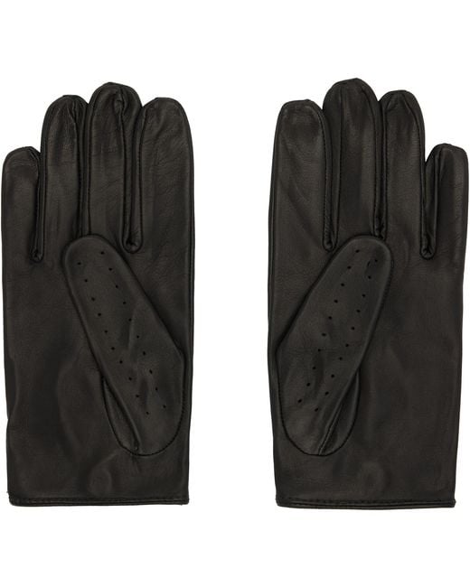 Ernest W. Baker Black Leather Driving Gloves for men