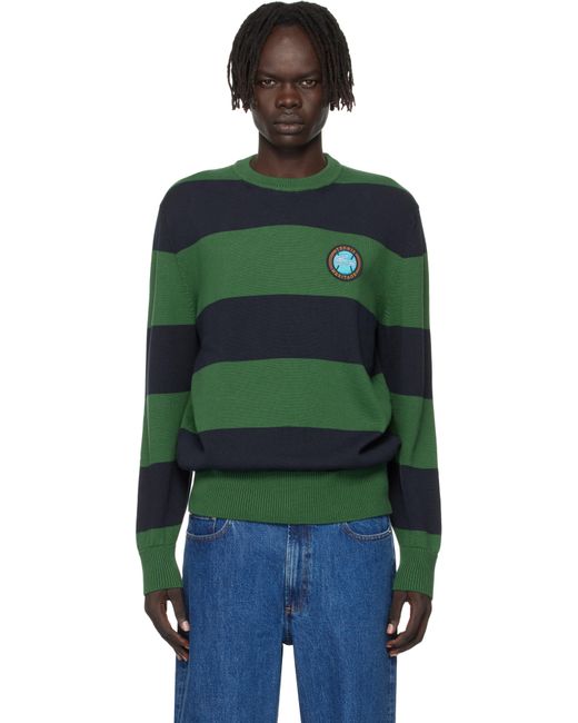 Lacoste Green Striped Cotton Jersey Sweater for men