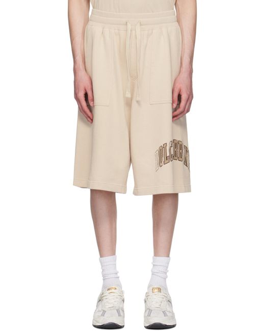 Dolce & Gabbana Natural Embroidered Logo Jogger Bermuda for men