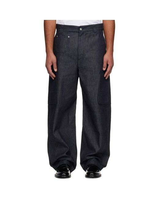 Givenchy Blue Herringbone Denim Cargo Pants for men