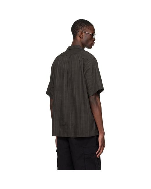 Nanamica Black Open Collar Panama S/S Shirt for men