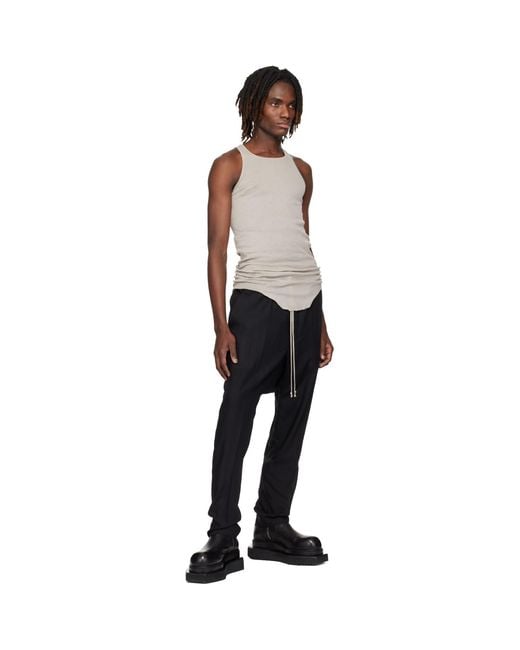 Rick Owens Black Off- Temple Basic Rib Tank Top for men