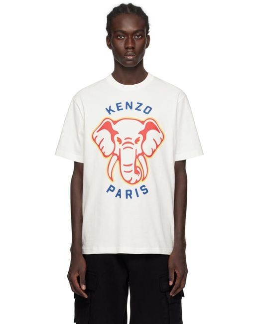 KENZO White Paris Elephant Varsity Jungle T-shirt for men