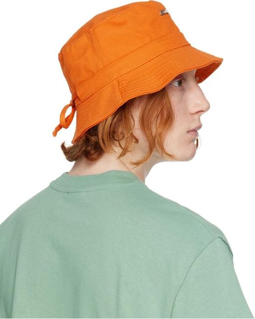 Jacquemus Green Orange Le Raphia 'le Bob Gadjo' Bucket Hat for men