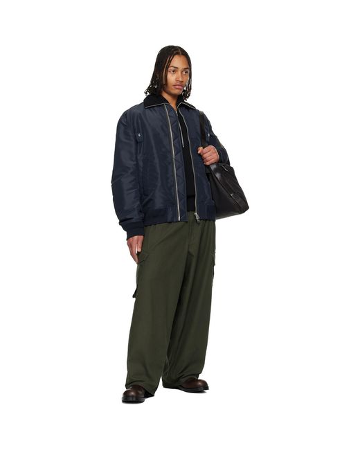 Sacai Blue Nylon Twill Blouson Bomber Jacket for men