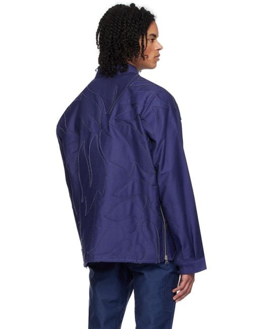 Sacai Blue Embroidered Patch Jacket for men